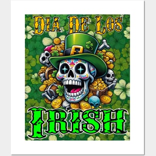 St. Patrick's Day - Dia de los Irish (Shamrock Background) Posters and Art